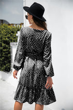 Load image into Gallery viewer, Speckle Frill Trim Button Front Dress
