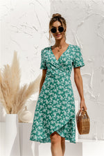 Load image into Gallery viewer, Floral Wrap Front Asymmetrical Dress
