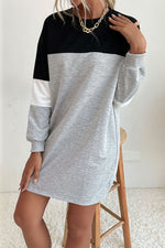 Load image into Gallery viewer, Color Block Long Sleeve Sweatshirt Dress
