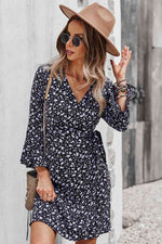 Load image into Gallery viewer, Floral Flare Sleeve Wrap Dress
