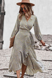 Floral Wrap Tied Swing Maxi Dress