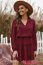 Load image into Gallery viewer, Long Sleeve Ruffle Tiered Dress
