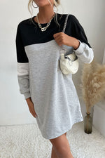 Load image into Gallery viewer, Color Block Long Sleeve Sweatshirt Dress
