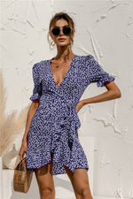 Load image into Gallery viewer, Floral V-Neck Ruffle Hem Dress
