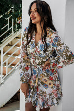 Load image into Gallery viewer, Floral Ruffled Hem Wrap Dress
