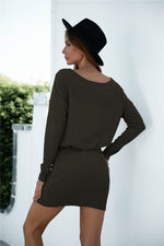 Load image into Gallery viewer, One Shoulder Long Sleeve Knitted Dress
