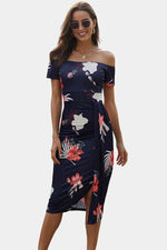 Load image into Gallery viewer, Floral Off Shoulder Slit Wrap Dress
