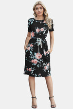 Load image into Gallery viewer, Printed Tie Waist Short Dress
