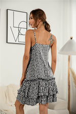 Load image into Gallery viewer, Polka Dot Hammock Ruffle Hem Dress
