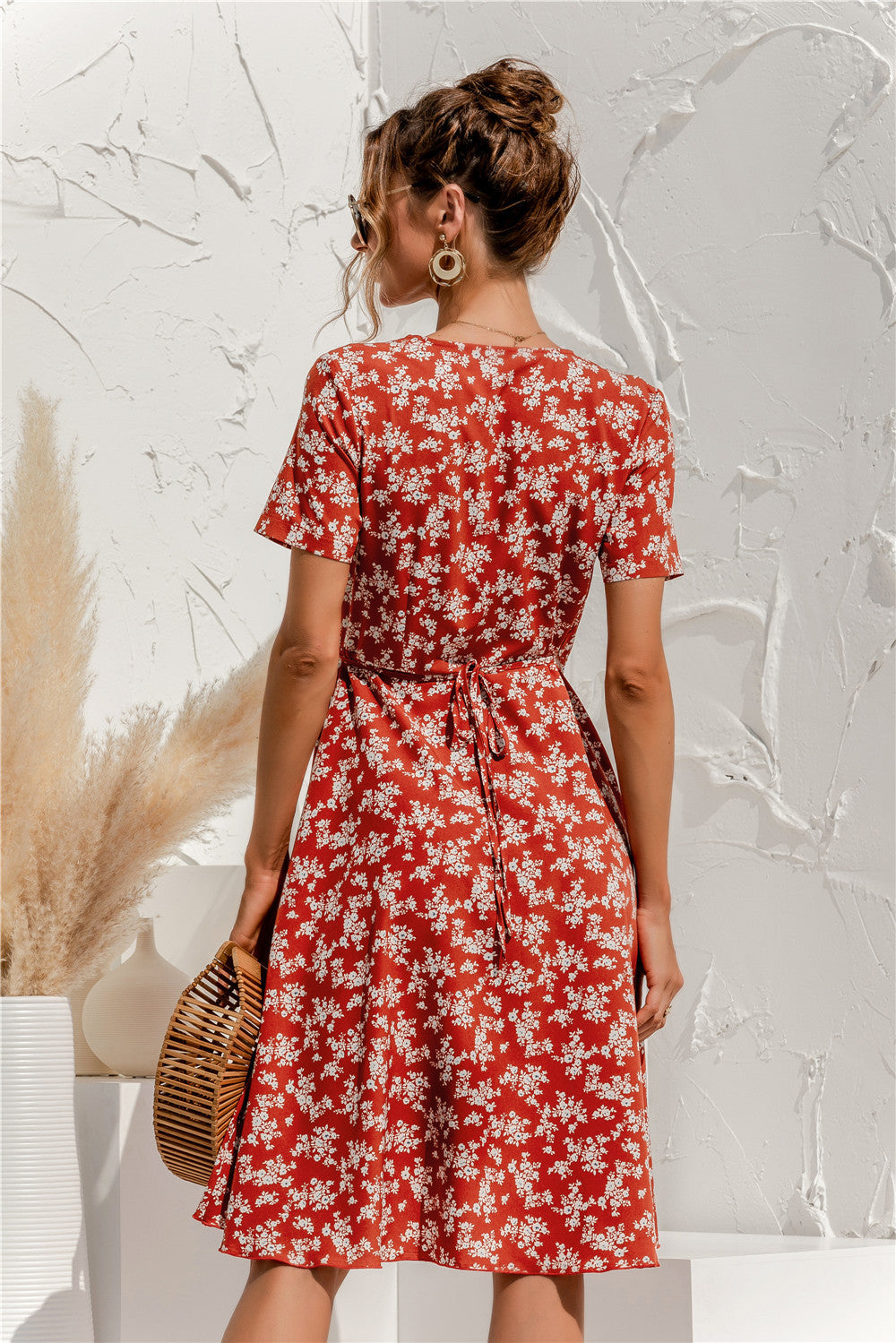 Floral Wrap Front Asymmetrical Dress