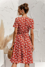 Load image into Gallery viewer, Floral Wrap Front Asymmetrical Dress
