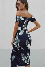 Load image into Gallery viewer, Floral Off Shoulder Slit Wrap Dress
