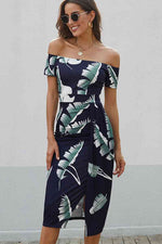 Load image into Gallery viewer, Floral Off Shoulder Slit Wrap Dress
