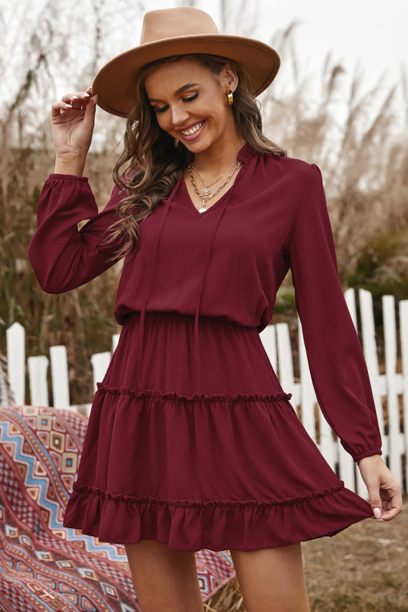 Long Sleeve Ruffle Tiered Dress