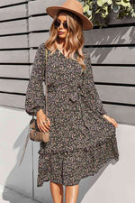 Load image into Gallery viewer, Floral V-Neck Ruffle Swing Dress
