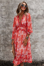 Load image into Gallery viewer, Ditsy Floral Deep V Ruffle Hem Dress
