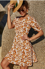 Load image into Gallery viewer, Floral V Neck Short Sleeve Dress
