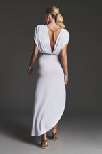 Load image into Gallery viewer, Cap-Sleeve V-Back Chain Detail Asymmetrical Dress
