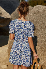 Load image into Gallery viewer, Floral V Neck Short Sleeve Dress
