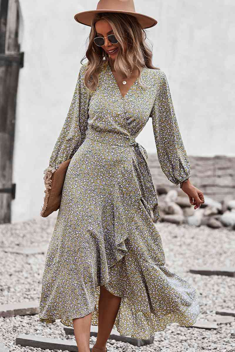 Floral Wrap Tied Swing Maxi Dress