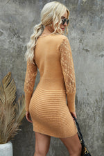 Load image into Gallery viewer, Lace Sleeve V-Neck Knit Dress
