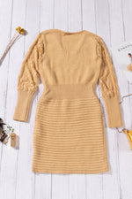 Load image into Gallery viewer, Lace Sleeve V-Neck Knit Dress
