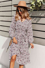 Load image into Gallery viewer, Floral V-Neck Ruffle Swing Dress
