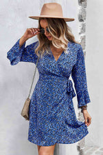 Load image into Gallery viewer, Floral Flare Sleeve Wrap Dress
