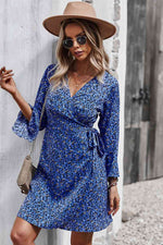 Load image into Gallery viewer, Floral Flare Sleeve Wrap Dress
