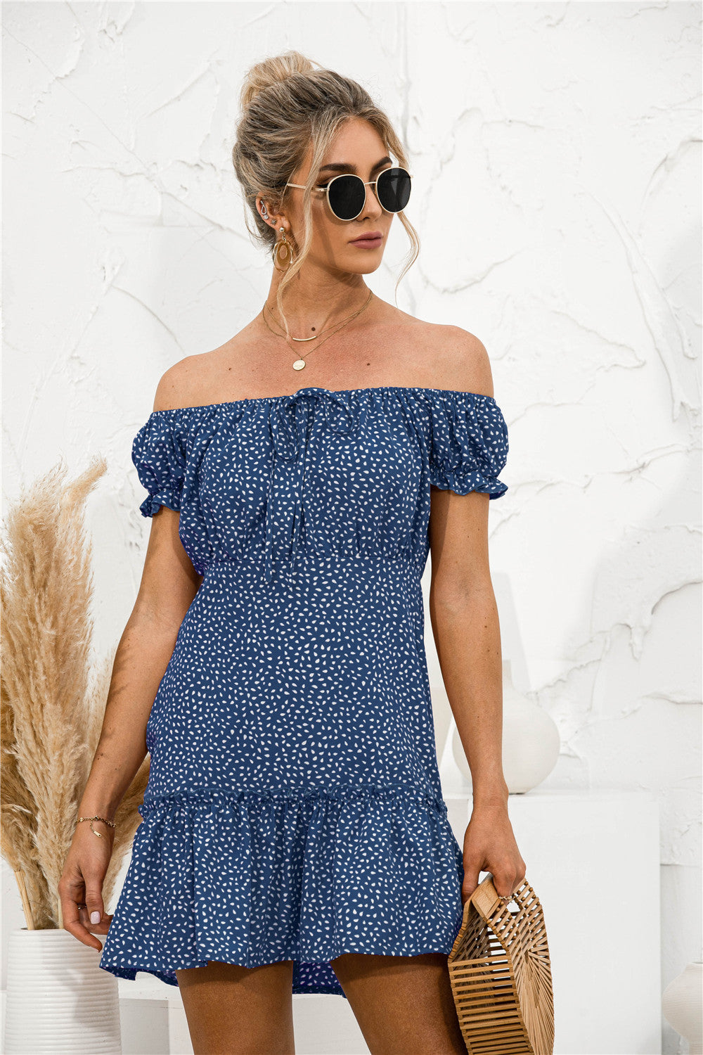 Frill Trim Off Shoulder Dress