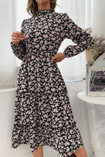 Load image into Gallery viewer, Floral Tiered Frill Trim Midi Dress
