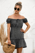 Load image into Gallery viewer, Frill Trim Off Shoulder Dress
