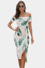 Load image into Gallery viewer, Floral Off Shoulder Slit Wrap Dress
