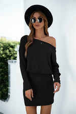 Load image into Gallery viewer, One Shoulder Long Sleeve Knitted Dress
