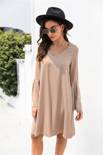 Load image into Gallery viewer, Trumpet Sleeve V Neck Dress
