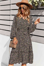 Load image into Gallery viewer, Floral V-Neck Ruffle Swing Dress
