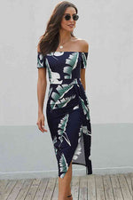 Load image into Gallery viewer, Floral Off Shoulder Slit Wrap Dress
