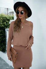 Load image into Gallery viewer, One Shoulder Long Sleeve Knitted Dress
