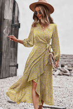 Load image into Gallery viewer, Floral Wrap Tied Swing Maxi Dress
