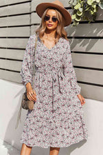 Load image into Gallery viewer, Floral V-Neck Ruffle Swing Dress
