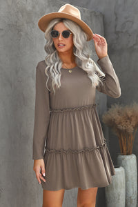 Ruffled Solid Swing Dress