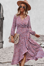 Load image into Gallery viewer, Floral Wrap Tied Swing Maxi Dress
