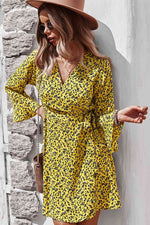 Load image into Gallery viewer, Floral Flare Sleeve Wrap Dress
