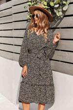 Load image into Gallery viewer, Floral V-Neck Ruffle Swing Dress
