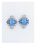 Load image into Gallery viewer, Rectangle faux stone earrings w/ flowers
