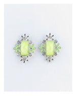 Load image into Gallery viewer, Rectangle faux stone earrings w/ flowers
