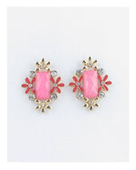 Load image into Gallery viewer, Rectangle faux stone earrings w/ flowers
