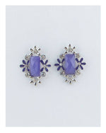 Load image into Gallery viewer, Rectangle faux stone earrings w/ flowers
