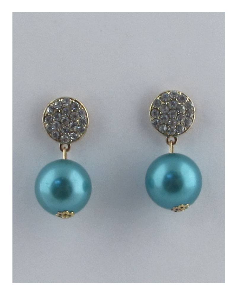 Drum top dangle color pearl earrings