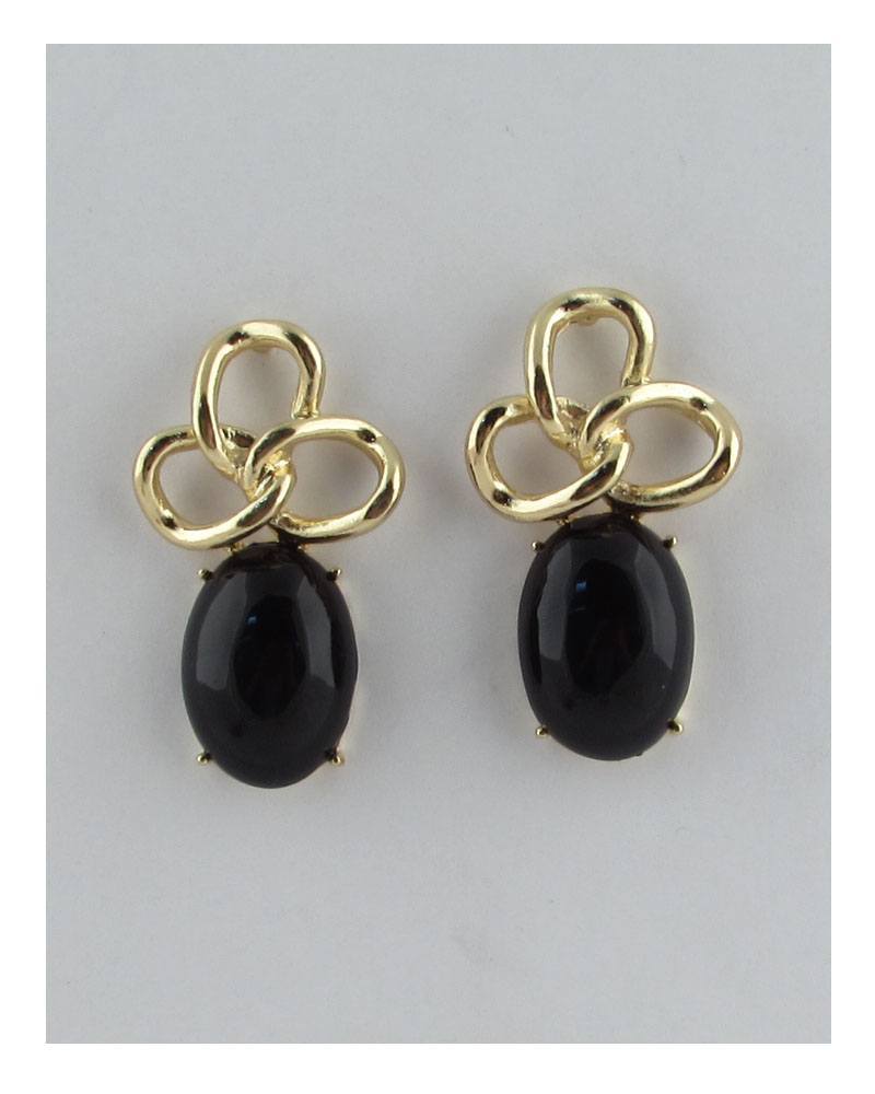 Faux oval gemstone stud earrings